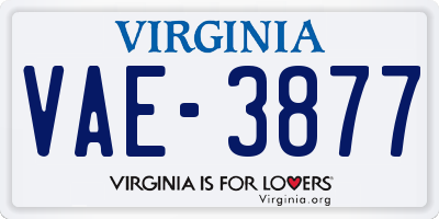 VA license plate VAE3877