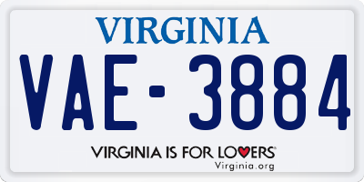 VA license plate VAE3884