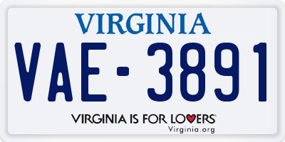 VA license plate VAE3891