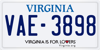 VA license plate VAE3898