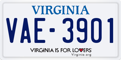 VA license plate VAE3901