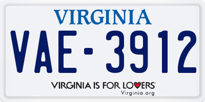 VA license plate VAE3912