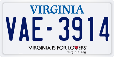 VA license plate VAE3914