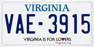 VA license plate VAE3915