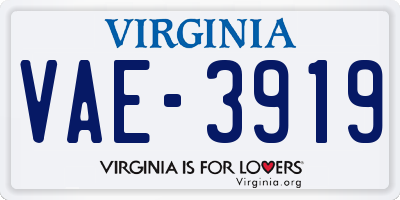 VA license plate VAE3919