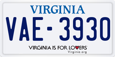 VA license plate VAE3930