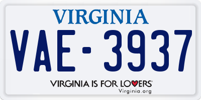 VA license plate VAE3937