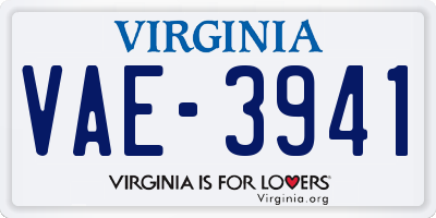 VA license plate VAE3941