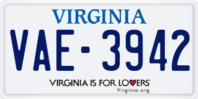 VA license plate VAE3942