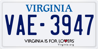 VA license plate VAE3947