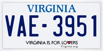 VA license plate VAE3951