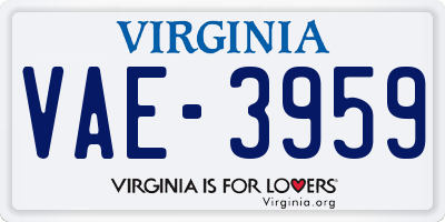 VA license plate VAE3959