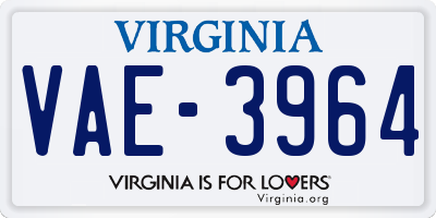 VA license plate VAE3964