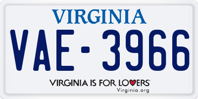 VA license plate VAE3966