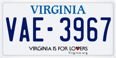 VA license plate VAE3967
