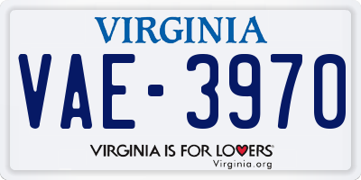 VA license plate VAE3970