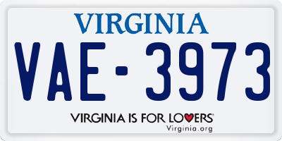 VA license plate VAE3973