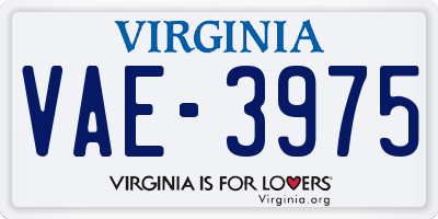 VA license plate VAE3975