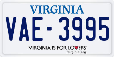 VA license plate VAE3995