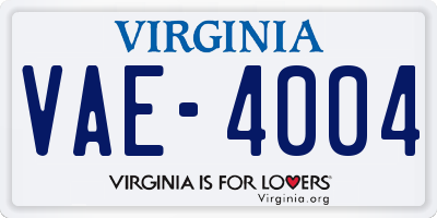 VA license plate VAE4004