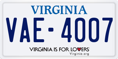 VA license plate VAE4007