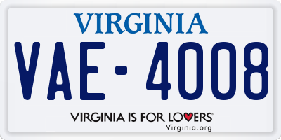 VA license plate VAE4008