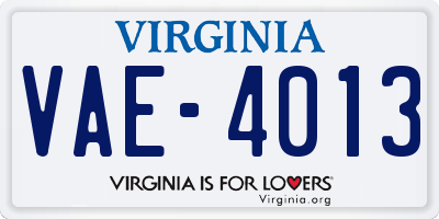 VA license plate VAE4013