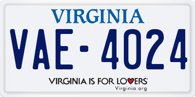 VA license plate VAE4024