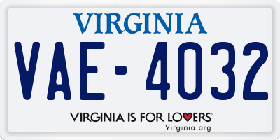 VA license plate VAE4032