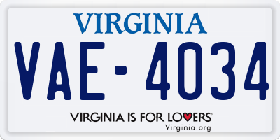 VA license plate VAE4034