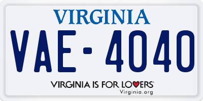 VA license plate VAE4040