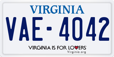 VA license plate VAE4042