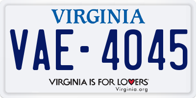 VA license plate VAE4045