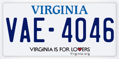 VA license plate VAE4046