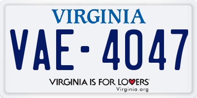 VA license plate VAE4047