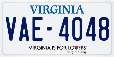 VA license plate VAE4048