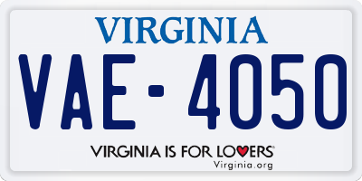 VA license plate VAE4050