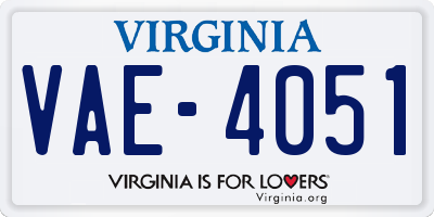 VA license plate VAE4051
