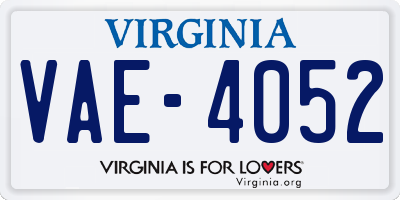 VA license plate VAE4052