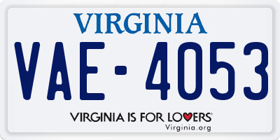 VA license plate VAE4053