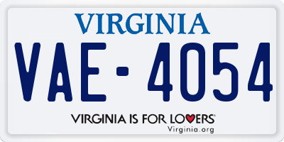 VA license plate VAE4054