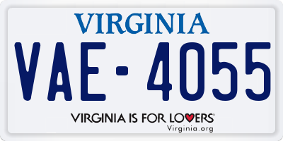 VA license plate VAE4055