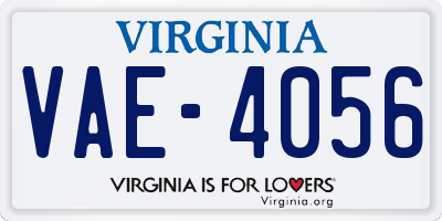 VA license plate VAE4056