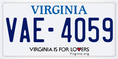 VA license plate VAE4059