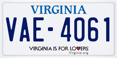 VA license plate VAE4061