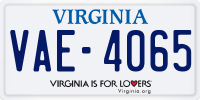 VA license plate VAE4065
