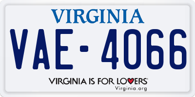 VA license plate VAE4066