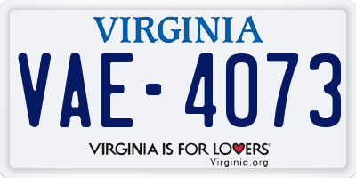 VA license plate VAE4073