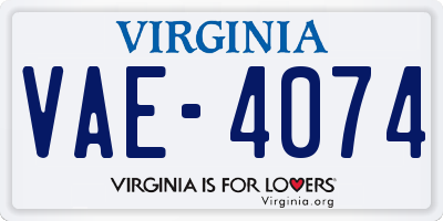 VA license plate VAE4074