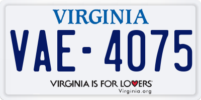 VA license plate VAE4075